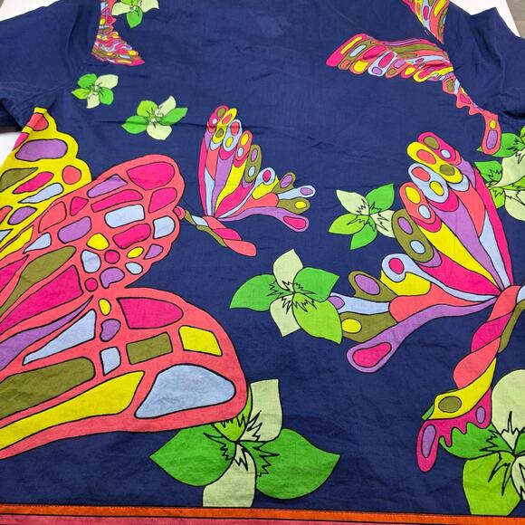 Mr Turk Floral Butterfly Vibrant Short Sleeve Button Shirt Men XL Summer Beach - Picture 9 of 11